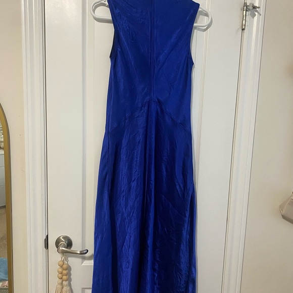 Zara Blue Sheath V-Neck Cocktail Maxi Dress - Picture 3 of 5